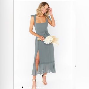 Show Me Your Mumu Claire Midi Dress - Deep Sage Chiffon - size M
